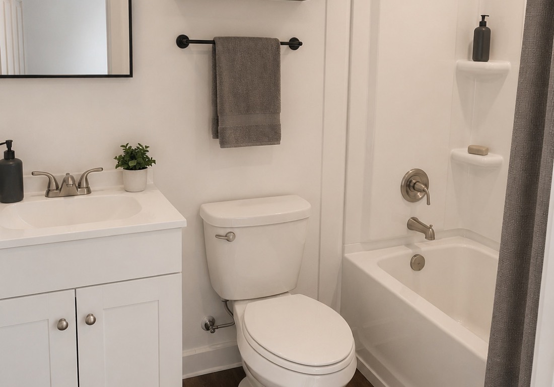 Full private bathroom with tub and shower
